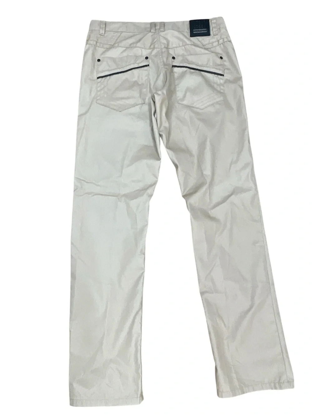 LANZO Men’s Beige Straight Leg Pants W32 L30 Y2K Minimalist Casual Trousers